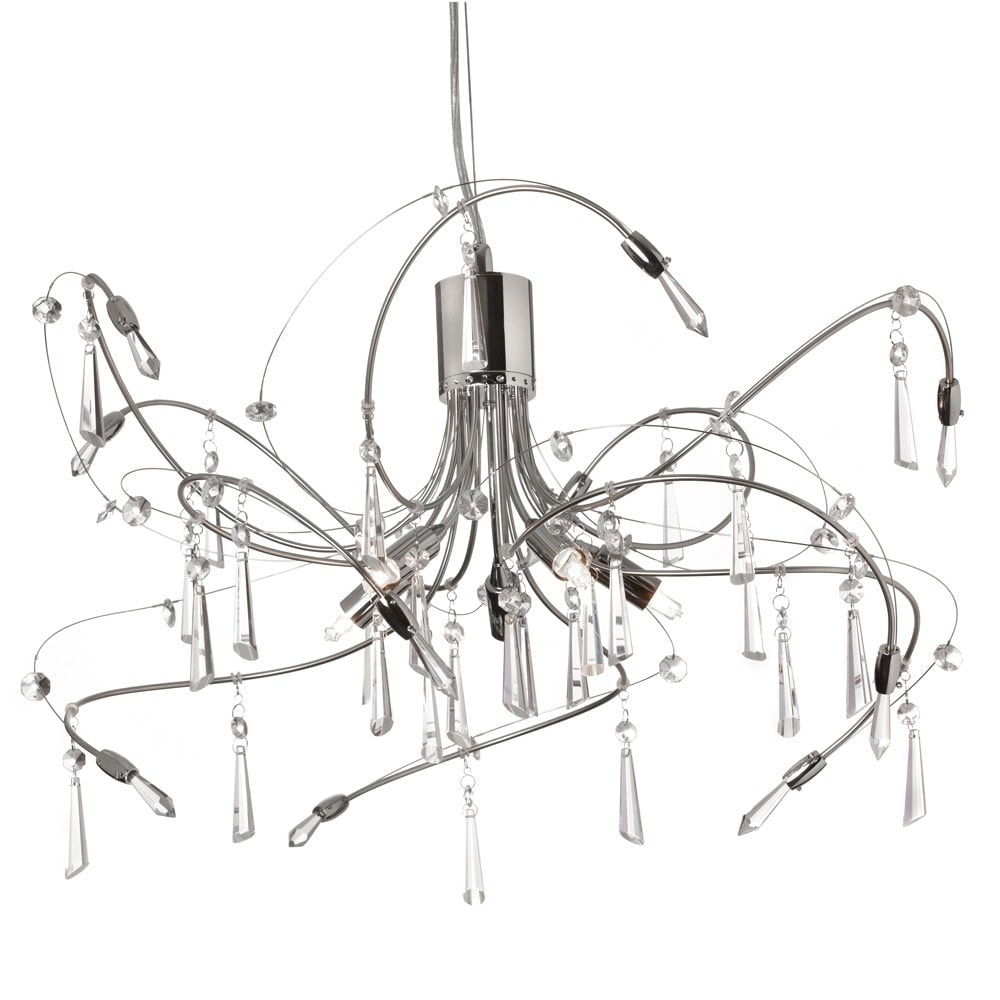 Dainolite 5-light Crystal Chandelier with Polished Chrome and Satin Chrome Finish (Less than 60 Watts) - Chandeliers For Bedrooms by Overstock.com
