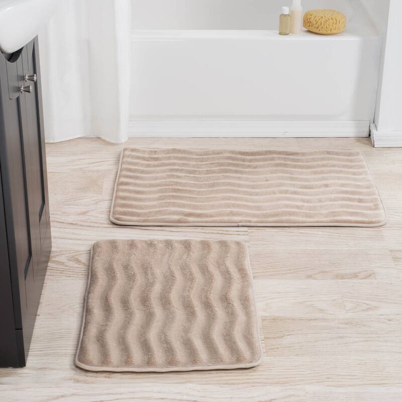Set of 2 Bath Rugs – Non-Slip Memory Foam Bath Mats for Bathroom by Windsor Home