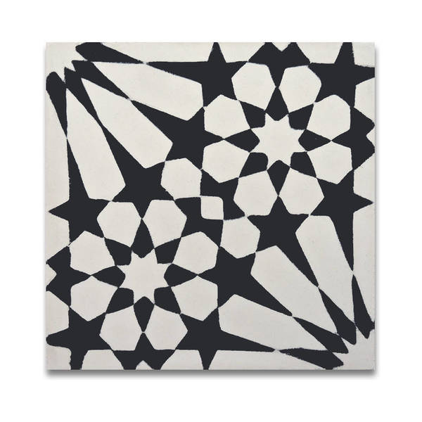Agdal in Black and White Handmade 8x8-in Moroccan Tile (Pack 12)