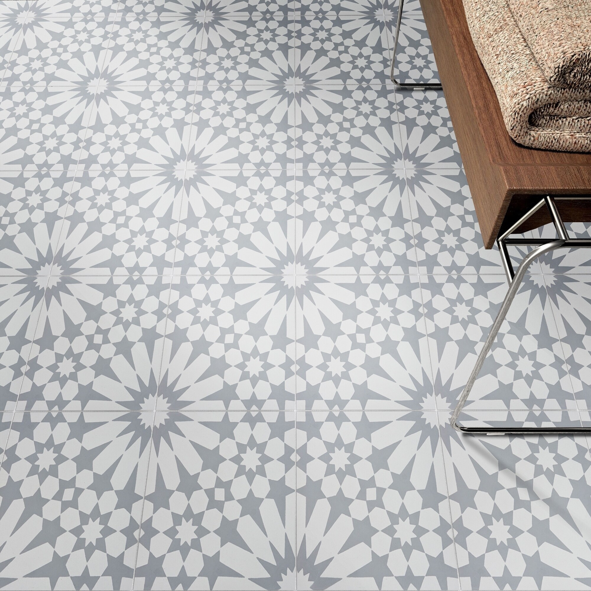 Handmade Agdal In Grey And White Tile Pack Of 12 Morocco Handmade Agdal In Grey And White Tile