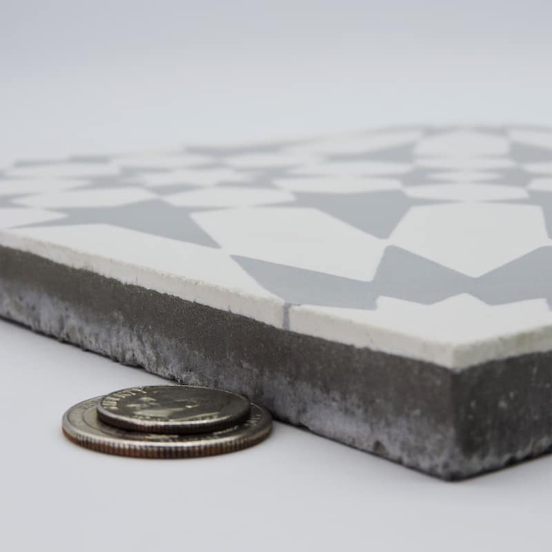 Handmade Agdal in Grey and White Tile, Pack of 12 (Morocco)