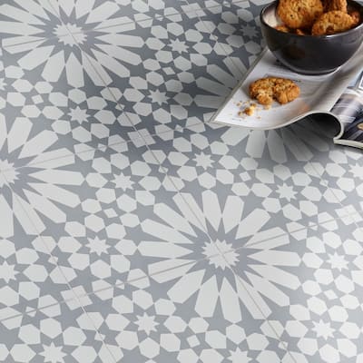 Handmade Agdal in Grey and White Tile, Pack of 12 (Morocco)