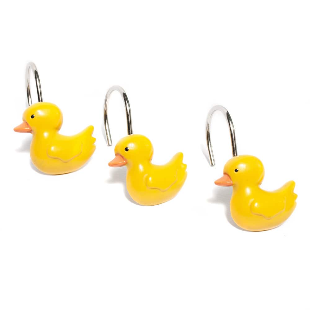 Classic Yellow Rubber Ducky Hand Crafted Shower Curtain Hooks (set of 12)