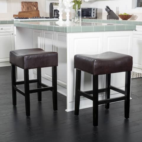 Portman 26-inch Bonded Leather Backless Counter Stool (Set of 2) by Christopher Knight Home - 15.50" D x 18.25" W x 26.20" H