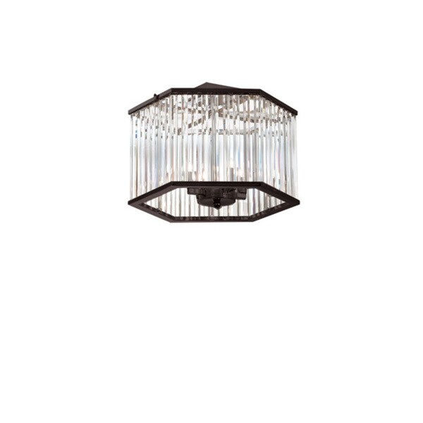 Dainolite 4-light Crystal Semi Flush in Vintage Oiled Brushed Bronze - Brushed Bronze