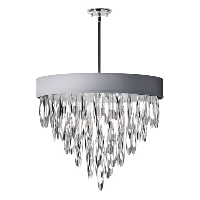 Dainolite 8-light Chandelier w/Silver Shade Polished Chrome Finish - Polished chrome (Less than 60 Watts) - Chandeliers For Bedrooms by Overstock.com