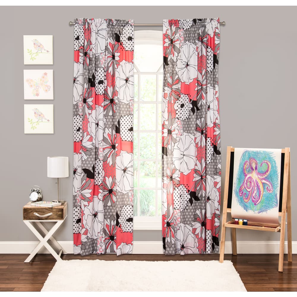 SIScovers Flower Patch Single Rod Pocket 84-inch Window Panel