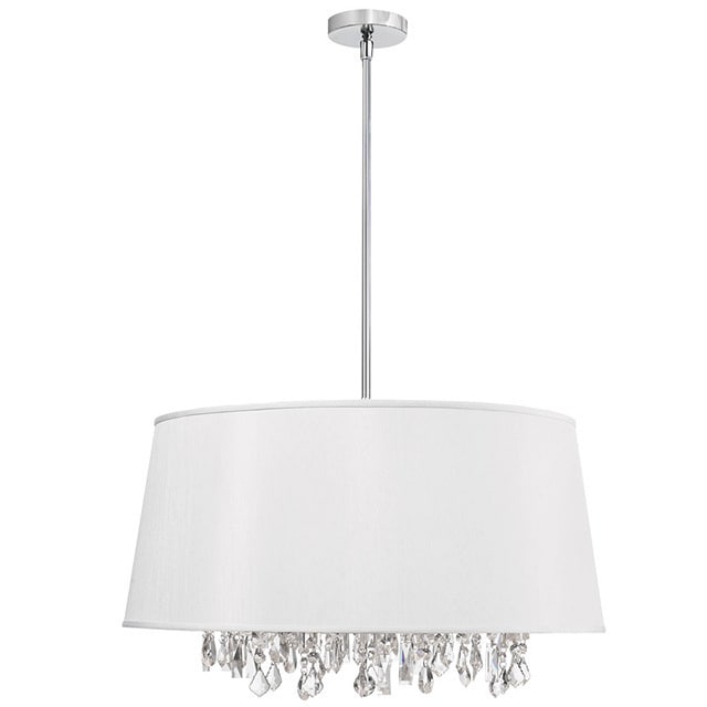Dainolite 8-light Crystal Chandelier in Polished Chrome in White Baroness Fabric in Silver Lining (Less than 60 Watts) - Chandeliers For Bedrooms by Overstock.com