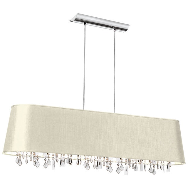 Dainolite 5-light Horizontal Crystal Chandelier in PC finish in Ivory Baraness Shade in Silver Lining - Polished chrome (Less than 60 Watts) - Chandeliers For Bedrooms by Overstock.com