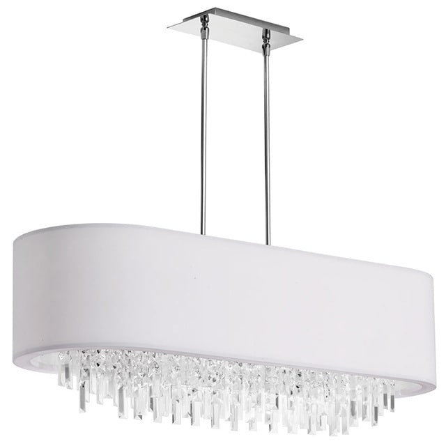 Dainolite 8-light Oval Crystal Polished Chrome Chandelier in White Lycra Shade (Less than 60 Watts) - Chandeliers For Bedrooms by Overstock.com