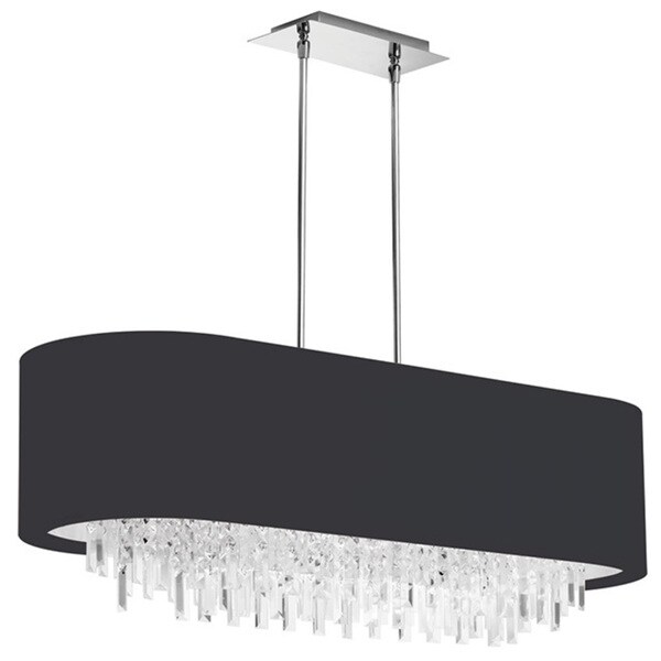 Dainolite 8 Light Oval Crystal Polished Chrome Chandelier In Black Dainolite 8 Light Oval Crystal Polished Chrome Chandelier In Black Lycra Shade