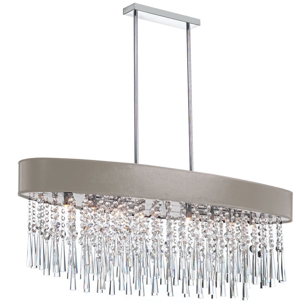 Dainolite 8-light Oval Crystal Polished Chrome Chandelier in Pebble Micro Shade - Polished chrome (Less than 60 Watts) - Chandeliers For Bedrooms by Overstock.com