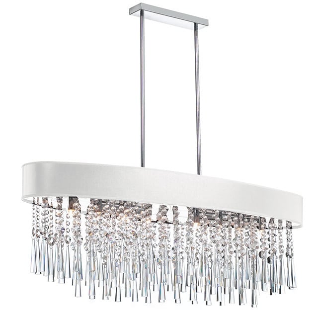 Dainolite 8-light Oval Crystal Polished Chrome Chandelier in White Baroness Micro Shade (Less than 60 Watts) - Chandeliers For Bedrooms by Overstock.com