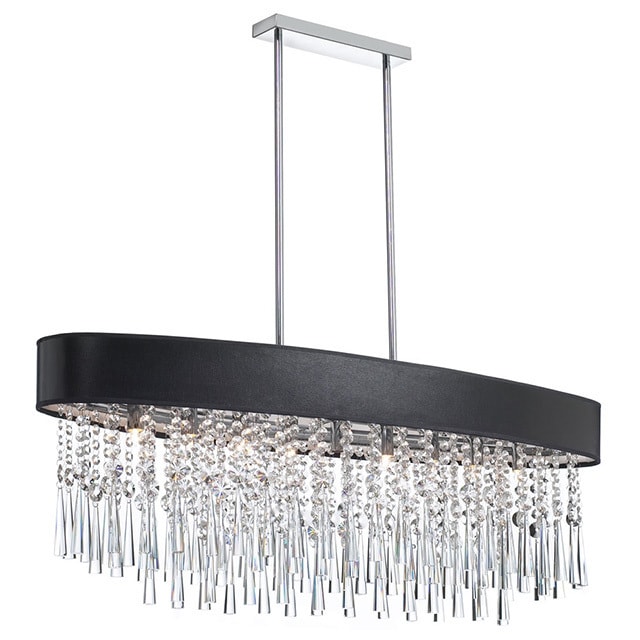 Dainolite 8-light Oval Crystal Polished Chrome Chandelier in Black Lizagator Micro Shade - Polished chrome (Less than 60 Watts) - Chandeliers For Bedrooms by Overstock.com