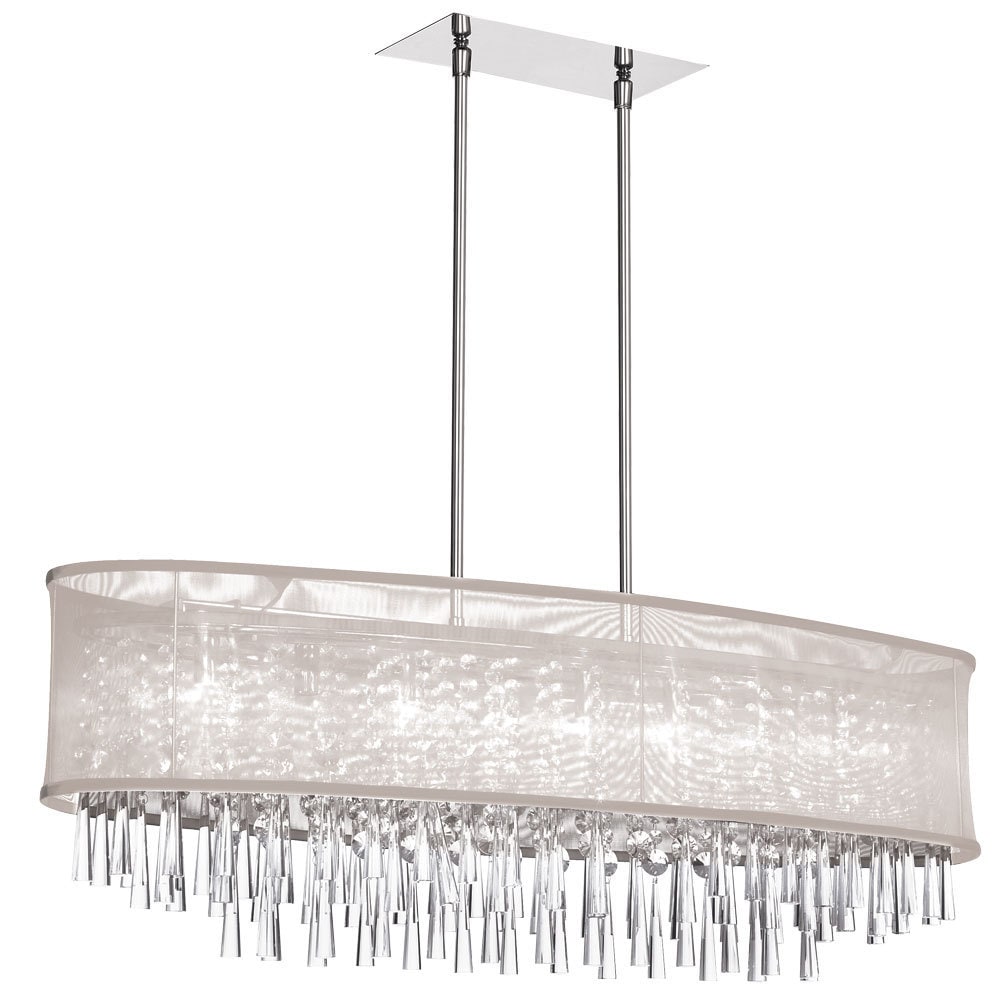 Dainolite 8-light Crystal Oval Polished Chrome Chandelier in Oyster - Polished chrome (Less than 60 Watts) - Chandeliers For Bedrooms by Overstock.com