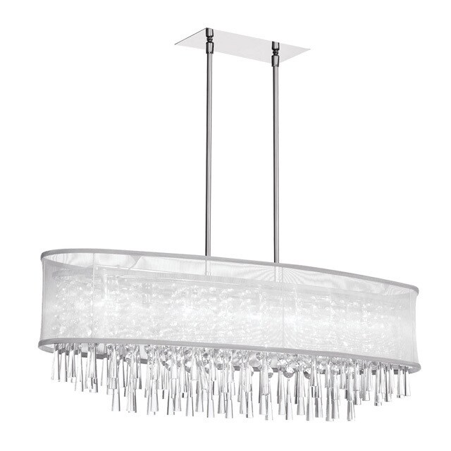 Dainolite 8-light Crystal Oval Polished Chrome Chandelier in Oval White Organza Shade (Less than 60 Watts) - Chandeliers For Bedrooms by Overstock.com