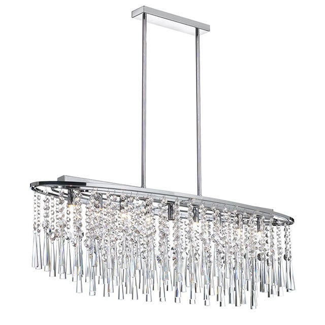 Dainolite 8-light Oval Crystal Polished Chrome Chandelier - Polished chrome (Less than 60 Watts) - Chandeliers For Bedrooms by Overstock.com