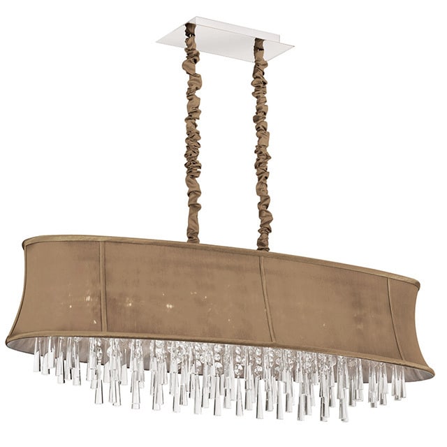 Dainolite 8-light Oval Crystal Polished Chrome Chandelier in Oval Latte Bell Shade - Polished chrome (Less than 60 Watts) - Chandeliers For Bedrooms by Overstock.com