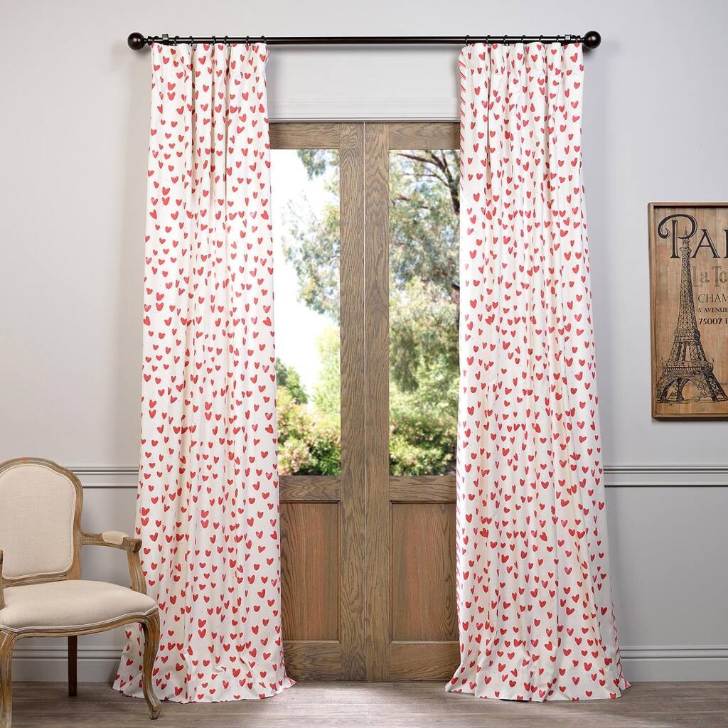 Exclusive Fabrics Sweethearts Printed Cotton Curtain (1 Panel)