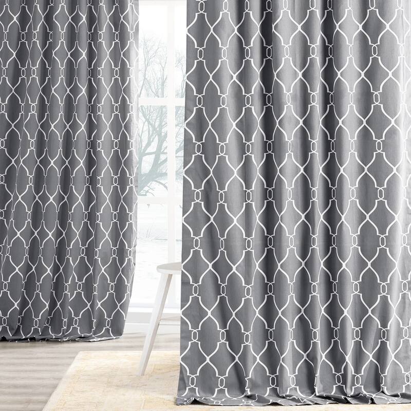 Exclusive Fabrics Aiden Printed Cotton Curtain (1 Panel) - 50 X 108 - aiden grey