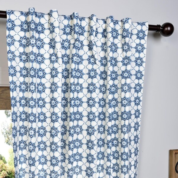 blue floral curtain fabric