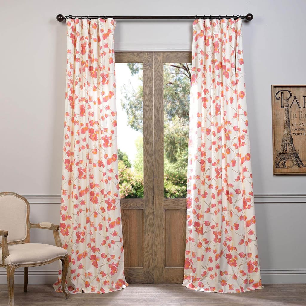Exclusive Fabrics Dogwood Printed Cotton Curtain (1 Panel)