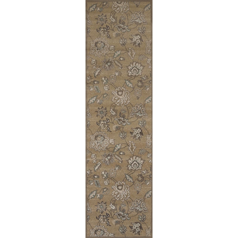 Admire Home Living Plaza Traditional Distressed Floral Pattern Area Rug - 2'2" x 7'7" Runner - Beige