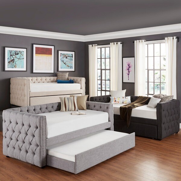 Knightsbridge Twin Tufted Nailhead Chesterfield Daybed and Trundle by iNSPIRE Q Artisan