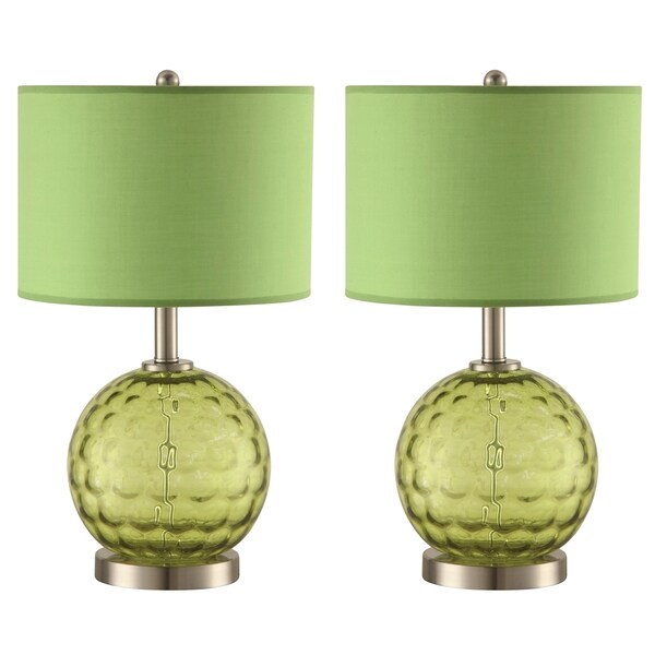 Shop Florian Green Glass Ball Shaped Table Lamps with Fabric Shade (Set
