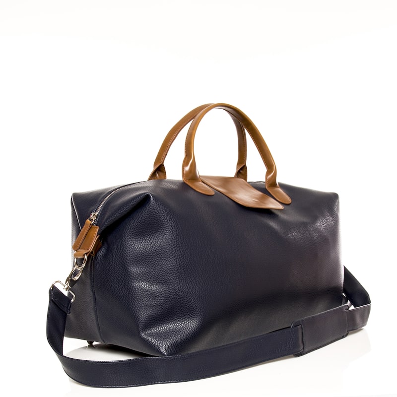 Alpha Vegan Leather 24-inch Duffel Bag - Blue & Tan