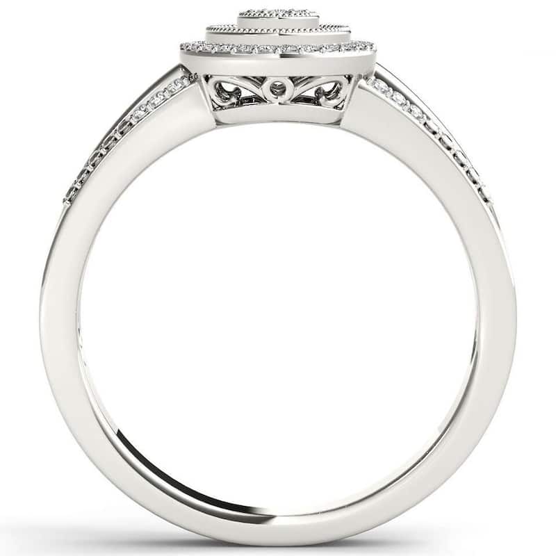 De Couer 10k White Gold 1/6ct TDW Diamond Halo Engagement Ring - White H-I - White H-I