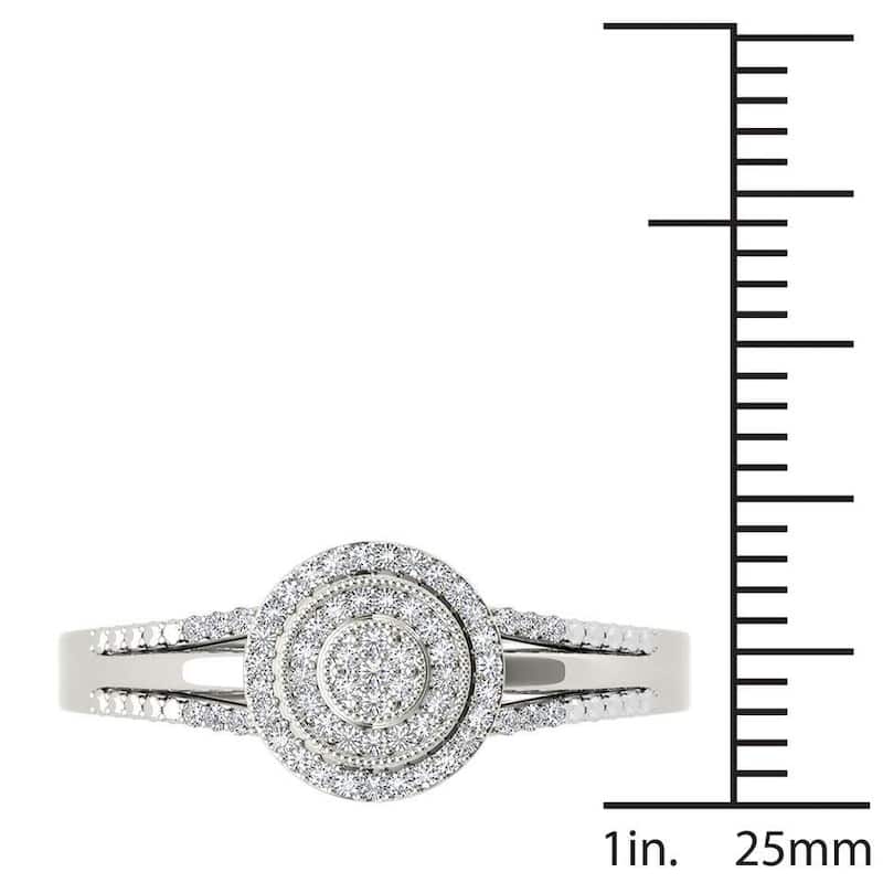 De Couer 10k White Gold 1/6ct TDW Diamond Halo Engagement Ring - White H-I - White H-I