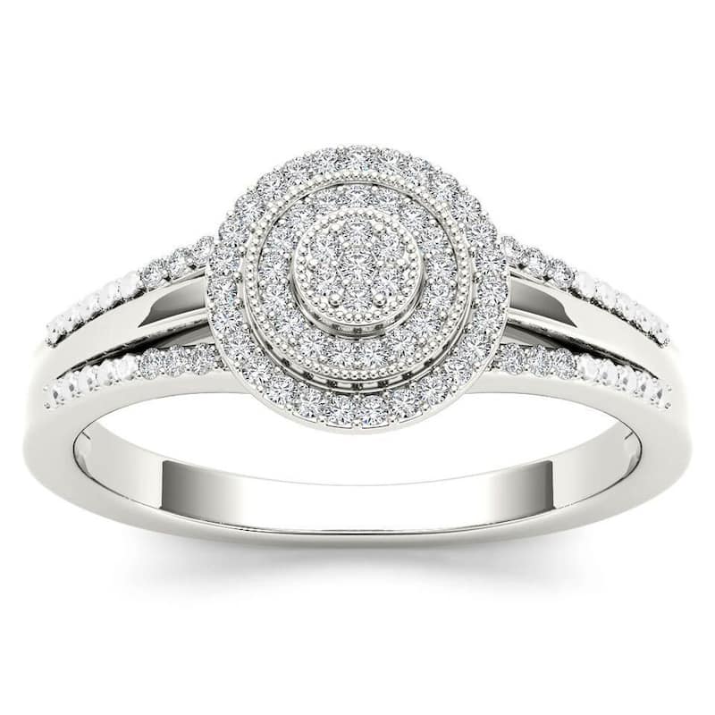 De Couer 10k White Gold 1/6ct TDW Diamond Halo Engagement Ring - White H-I - White H-I - 6
