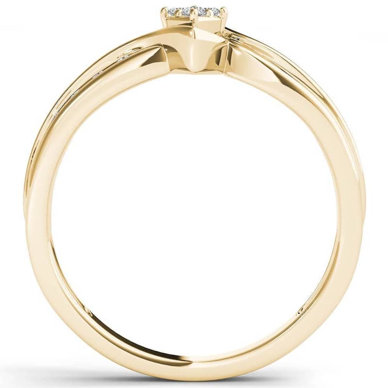 De Couer IGI Certified 10k Yellow Gold 1/10ct TDW Diamond Cluster Engagement Ring