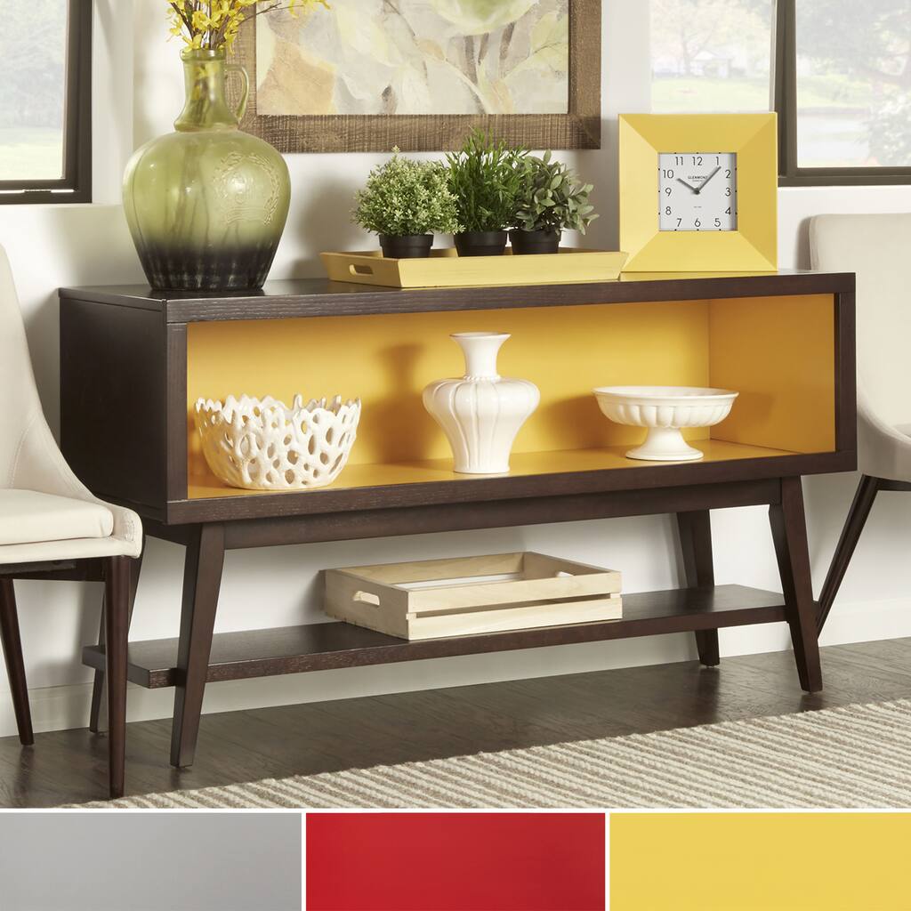 MID-CENTURY LIVING Sasha Angled Leg Open Shelf Console Table