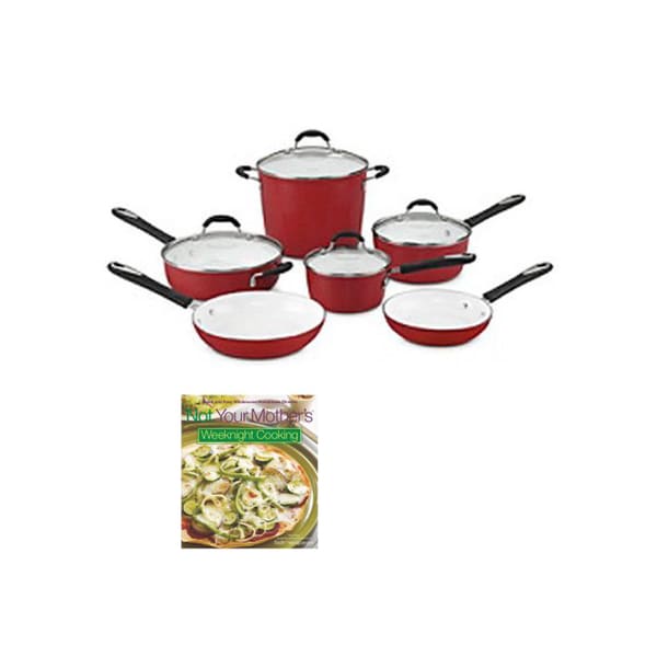 Cuisinart 59 10R Elements Nonstick 10 Piece Cookware Set (Red) + Not