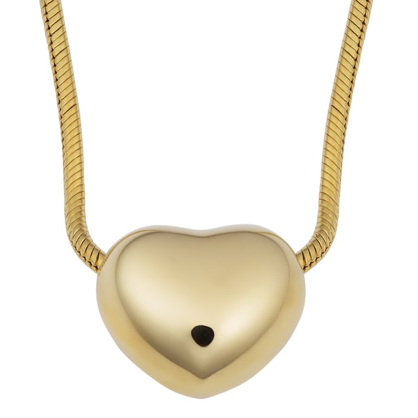 Fremada 14k Yellow Gold High Polish Puff Heart on Round Snake Chain