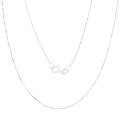 14k White Gold 0.5-mm Delicate Box Chain (14 -30 inches)