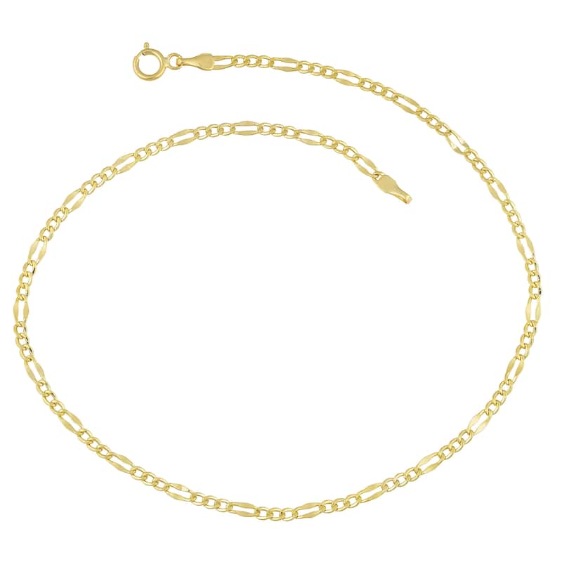 Fremada 14 k Yellow Gold High Polish Flat Figaro Anklet (10 inches)