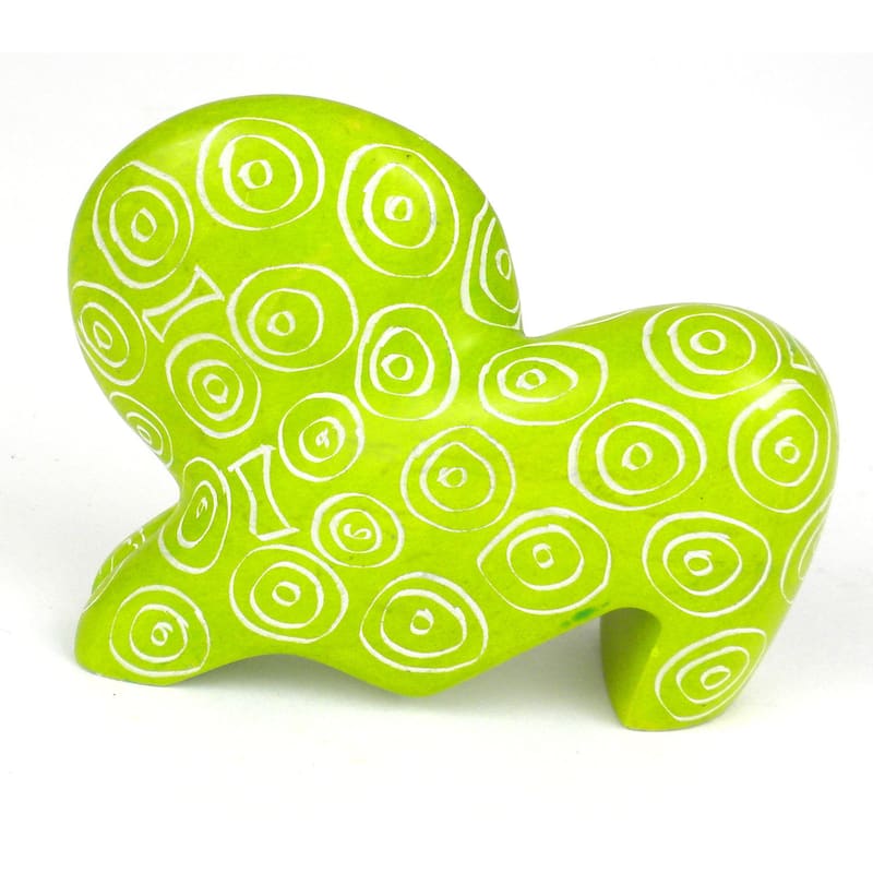 Mini Handmade Green Soapstone Funky Lion Sculpture (Kenya)
