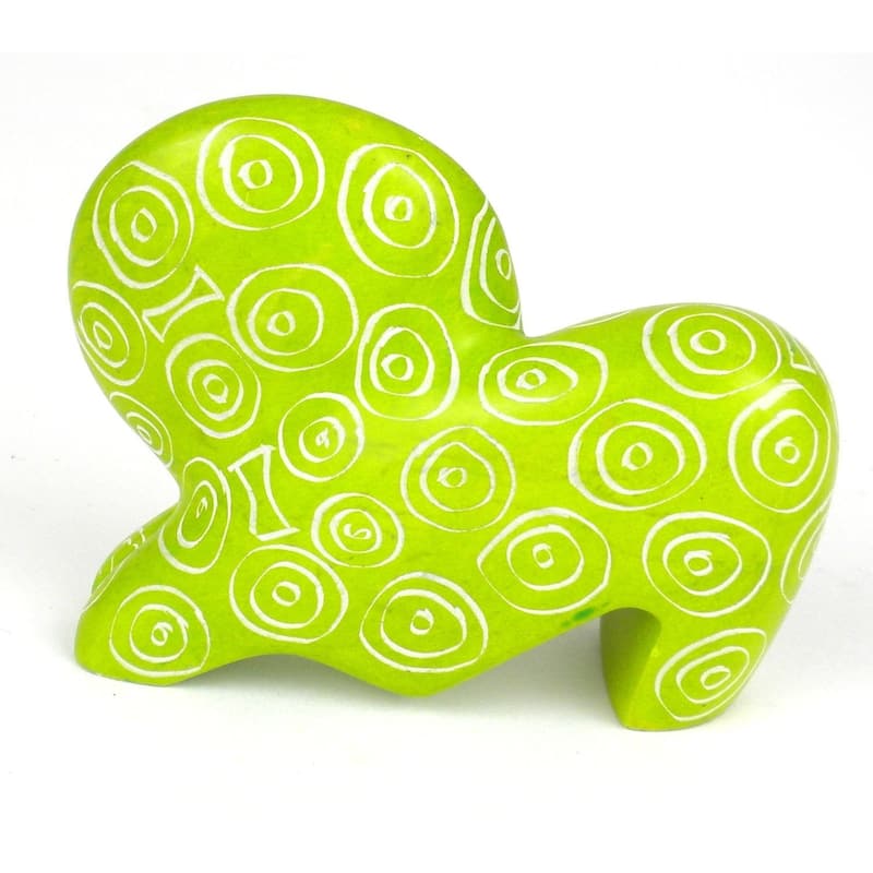 Mini Handmade Green Soapstone Funky Lion Sculpture (Kenya)