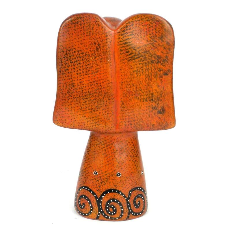 Handmade 5-inch Soapstone Angel Sculpture in Orange (Kenya)