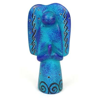 Handmade 5-inch Soapstone Angel Sculpture in Blue (Kenya)