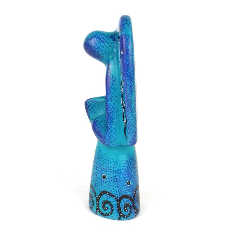 Handmade 5-inch Soapstone Angel Sculpture in Blue (Kenya)