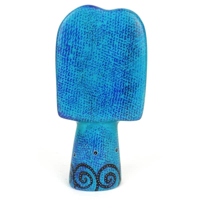 Handmade 5-inch Soapstone Angel Sculpture in Blue (Kenya)