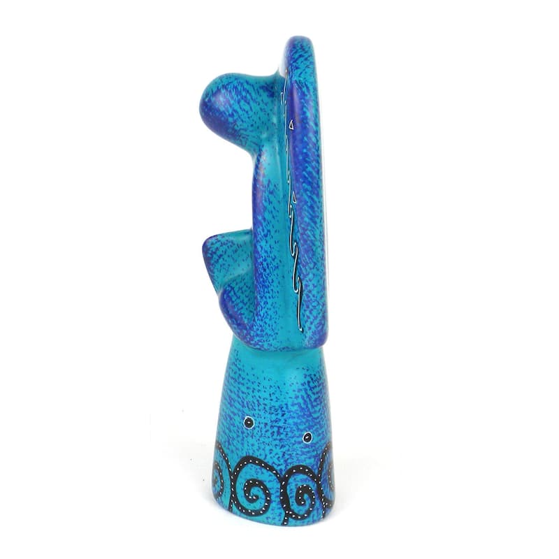 Handmade 5-inch Soapstone Angel Sculpture in Blue (Kenya)