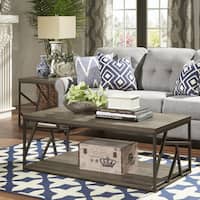 Lincoln Metal Contemporary Distressed Wood Coffee Table or Side Table by iNSPIRE Q Classic