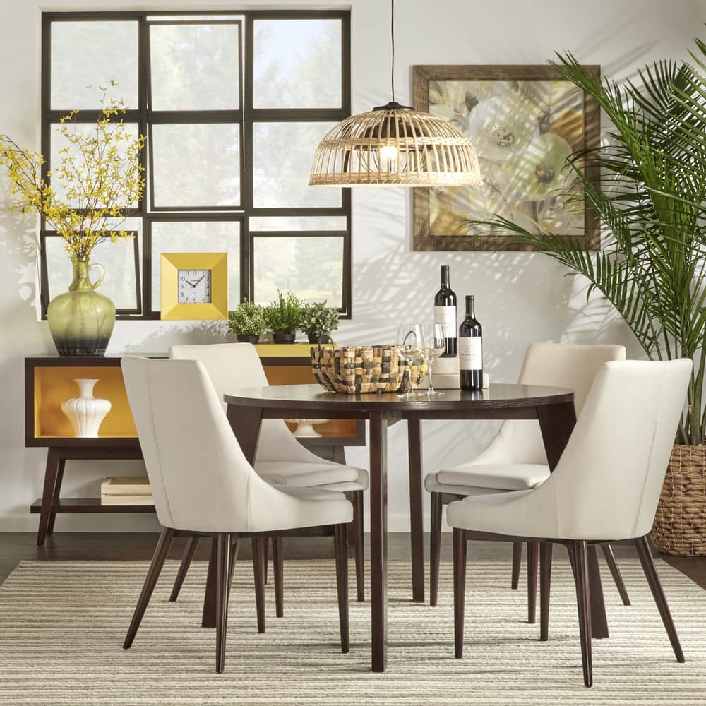 Sasha 5-pc. Round Brown Dining Set w/ Angled Legs by iNSPIRE Q Modern