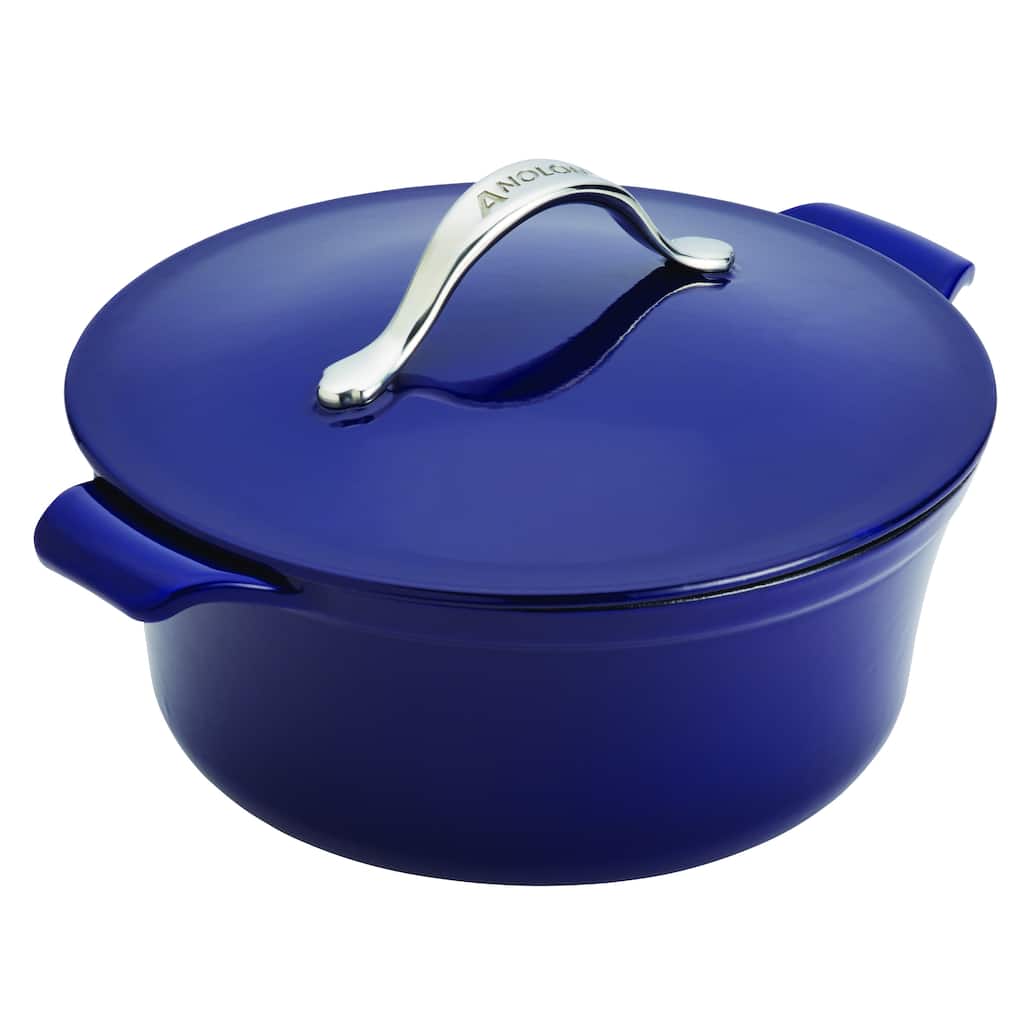 Anolon Vesta Cast Iron Cookware Cobalt Blue 5-quart Round Covered Casserole