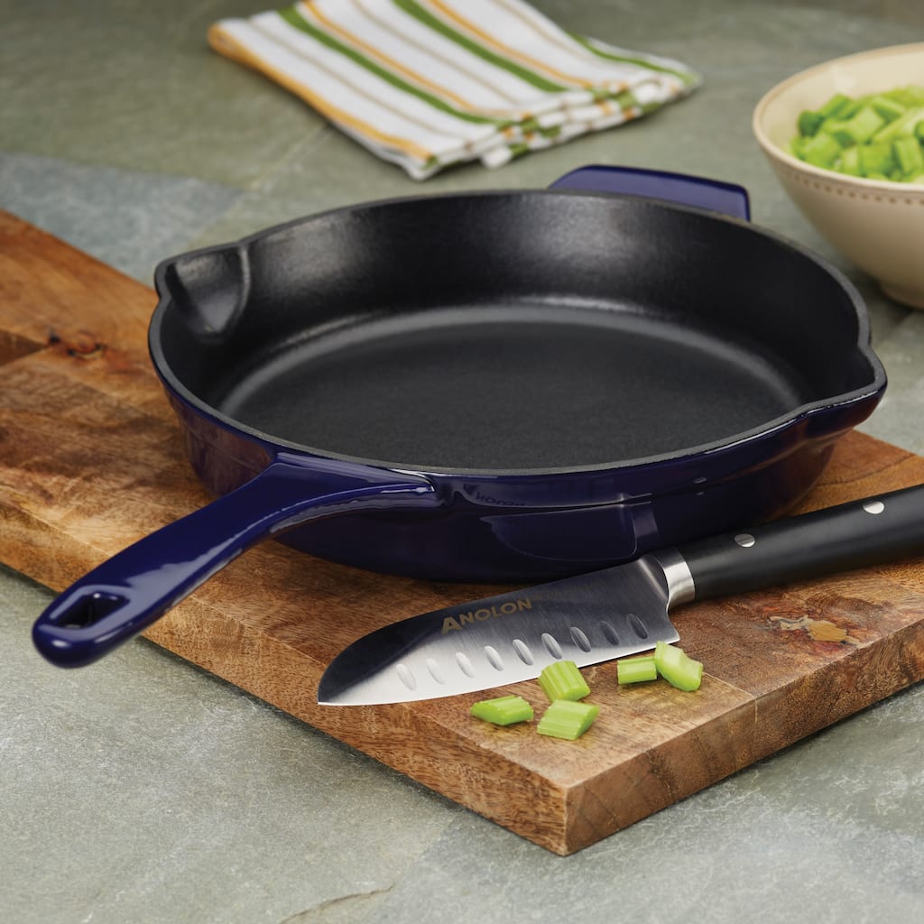 Anolon Vesta Cast Iron Cobalt Blue Cookware Skillet